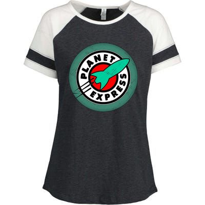 Planet Express Logo Vintage Enza Ladies Jersey Colorblock Tee