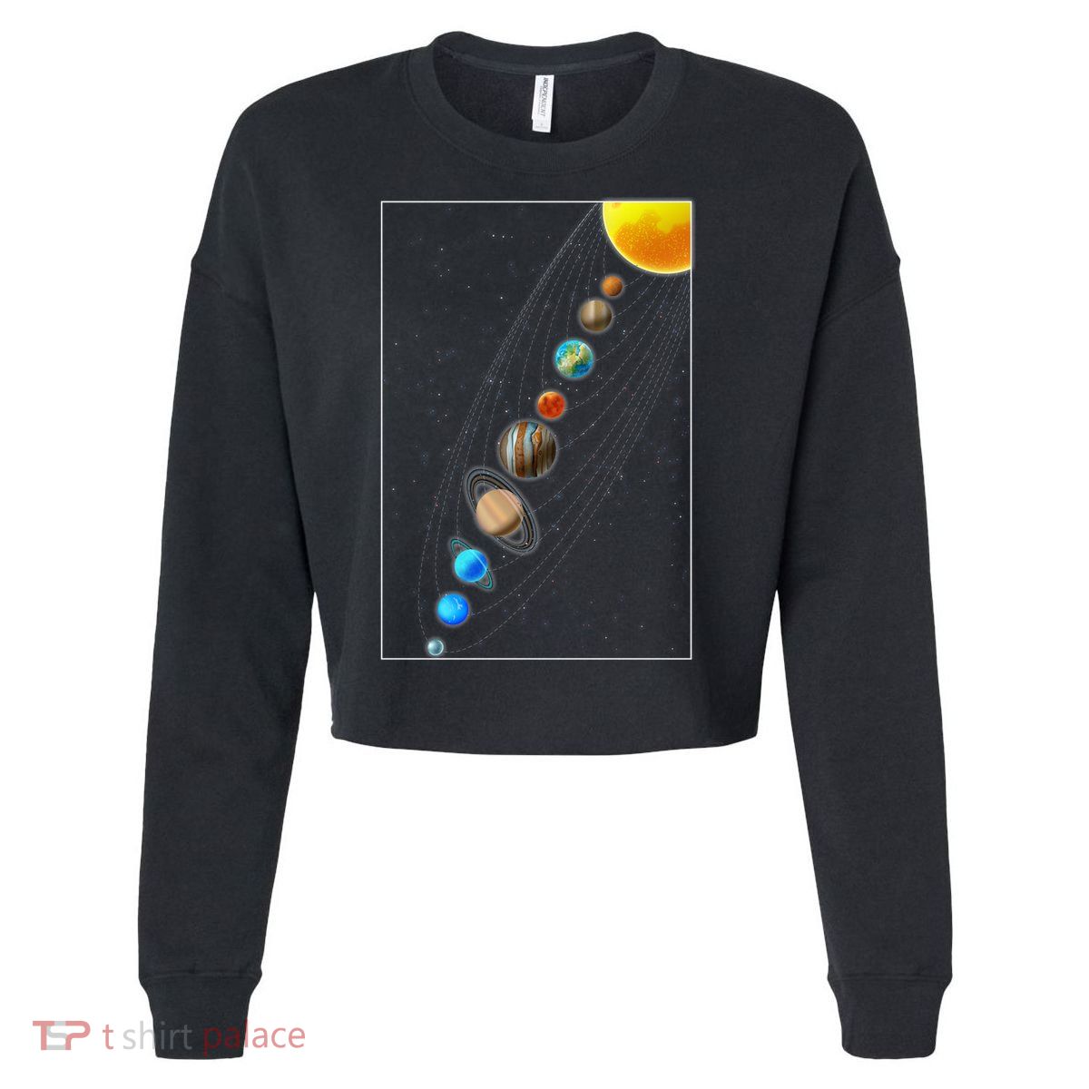 Planets Solar System Cropped Pullover Crew