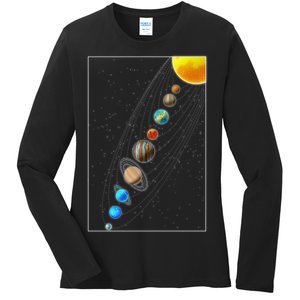 Planets Solar System Ladies Long Sleeve Shirt