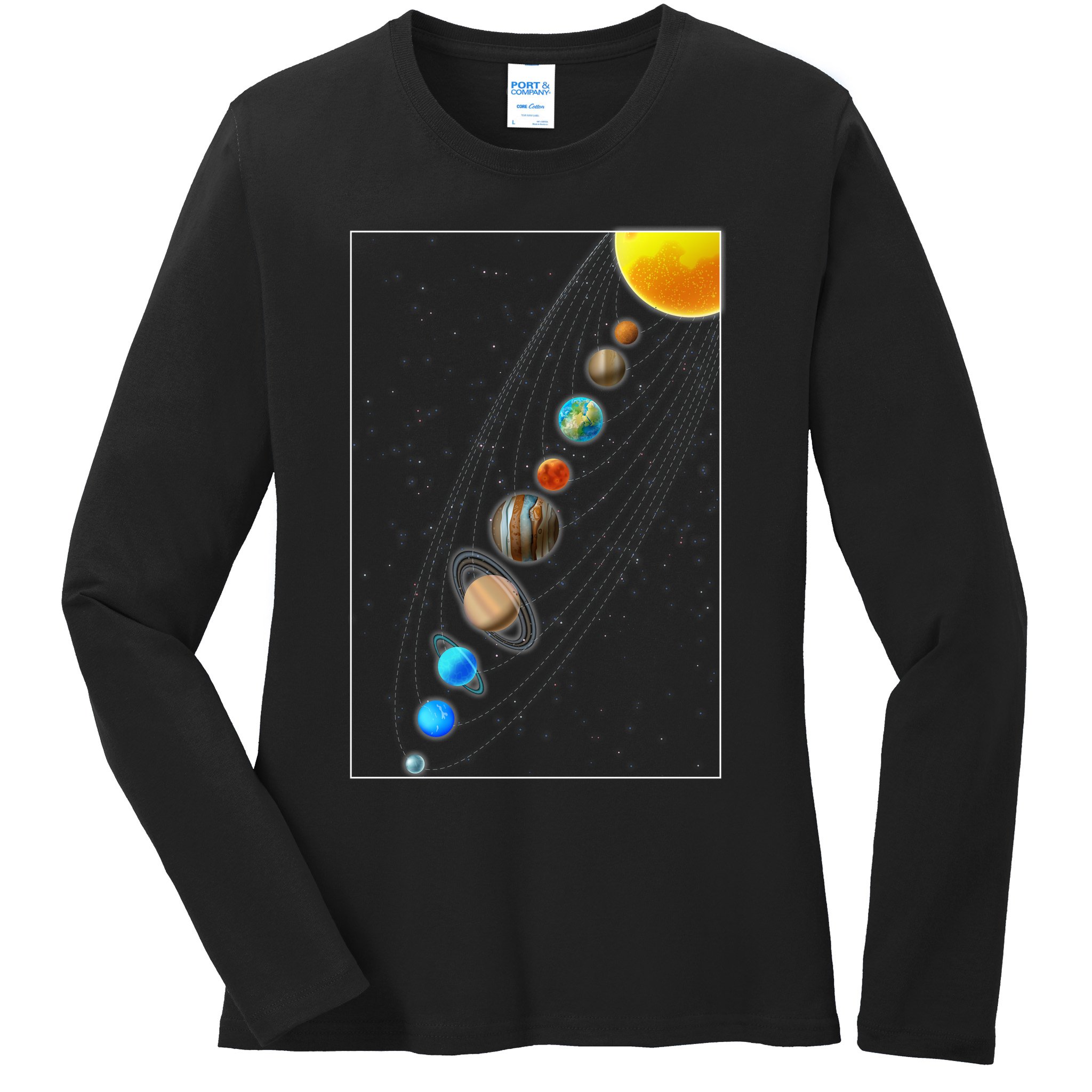 Planets Solar System Ladies Long Sleeve Shirt