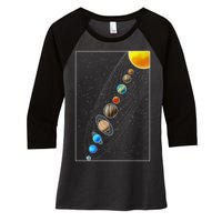 Planets Solar System Women's Tri-Blend 3/4-Sleeve Raglan Shirt