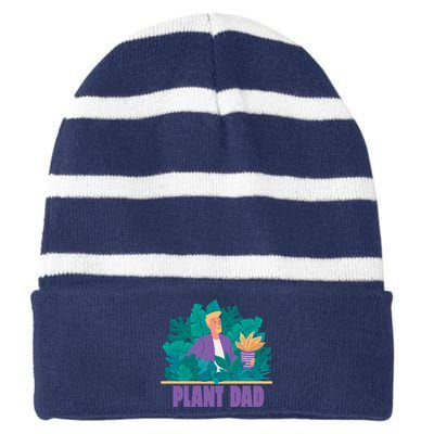 Plant Dad Striped Beanie with Solid Band