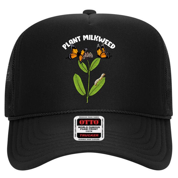 Plant Milkweed High Crown Mesh Back Trucker Hat