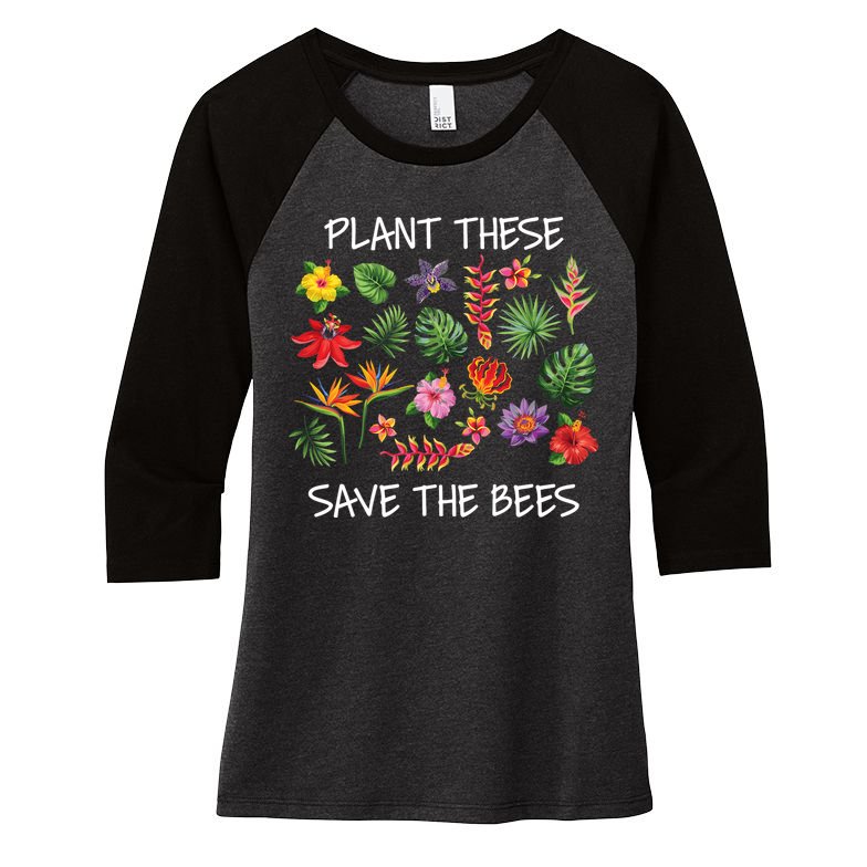 Plant These Save Bees Women's Tri-Blend 3/4-Sleeve Raglan Shirt