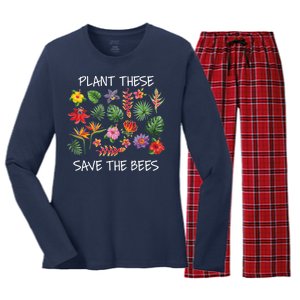 Plant These Save Bees Women's Long Sleeve Flannel Pajama Set 