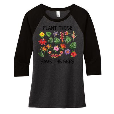 Plant These Save Bees Women's Tri-Blend 3/4-Sleeve Raglan Shirt