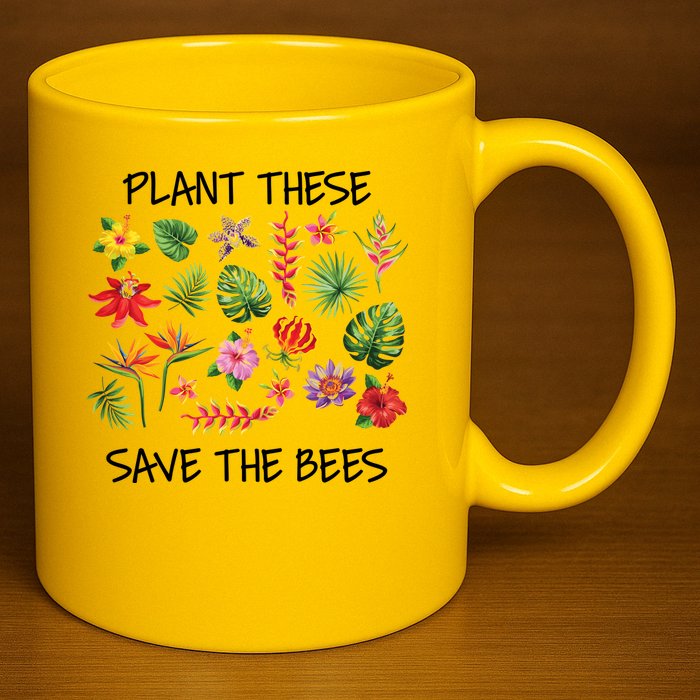 Plant These Save Bees 11oz C Handle Ceramic Mug