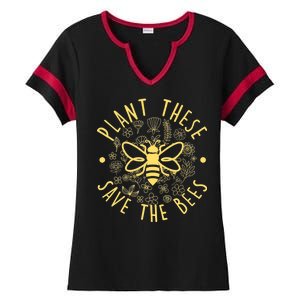 Plant These Save The Bees Ladies Halftime Notch Neck Tee