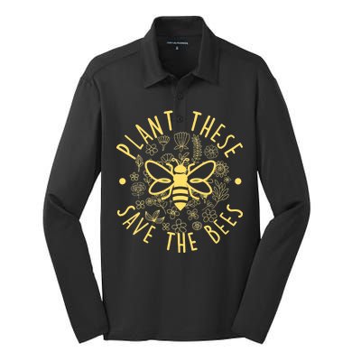 Plant These Save The Bees Silk Touch Performance Long Sleeve Polo