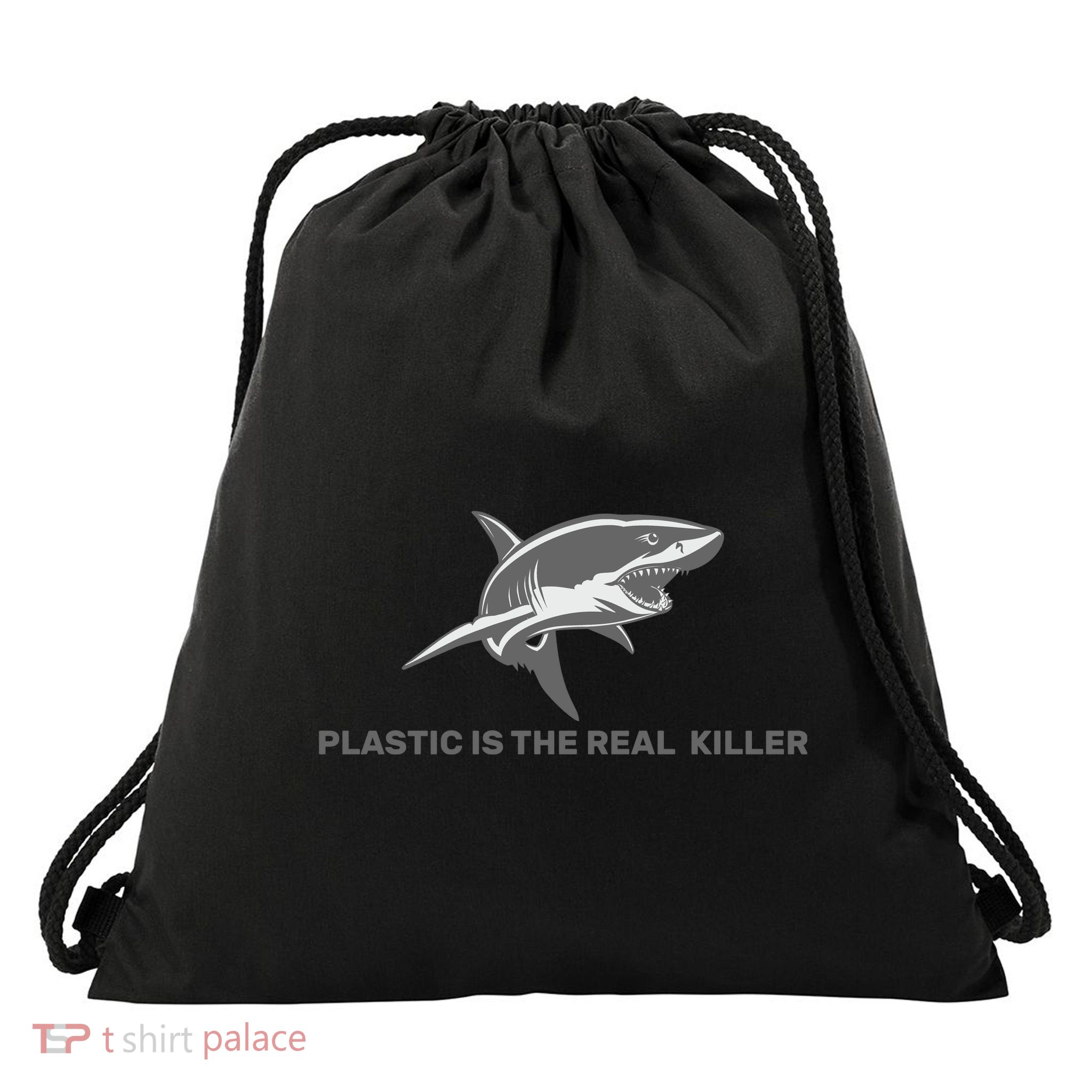 Plastic is the Real Killer Drawstring Bag