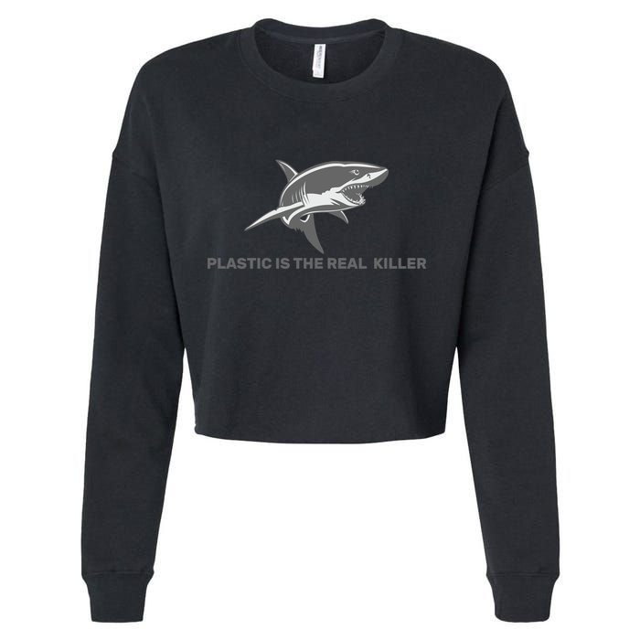 Plastic is the Real Killer Cropped Pullover Crew