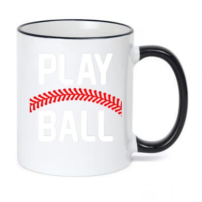 Play Ball Baseball and Softball Players 11oz Black Color Changing Mug