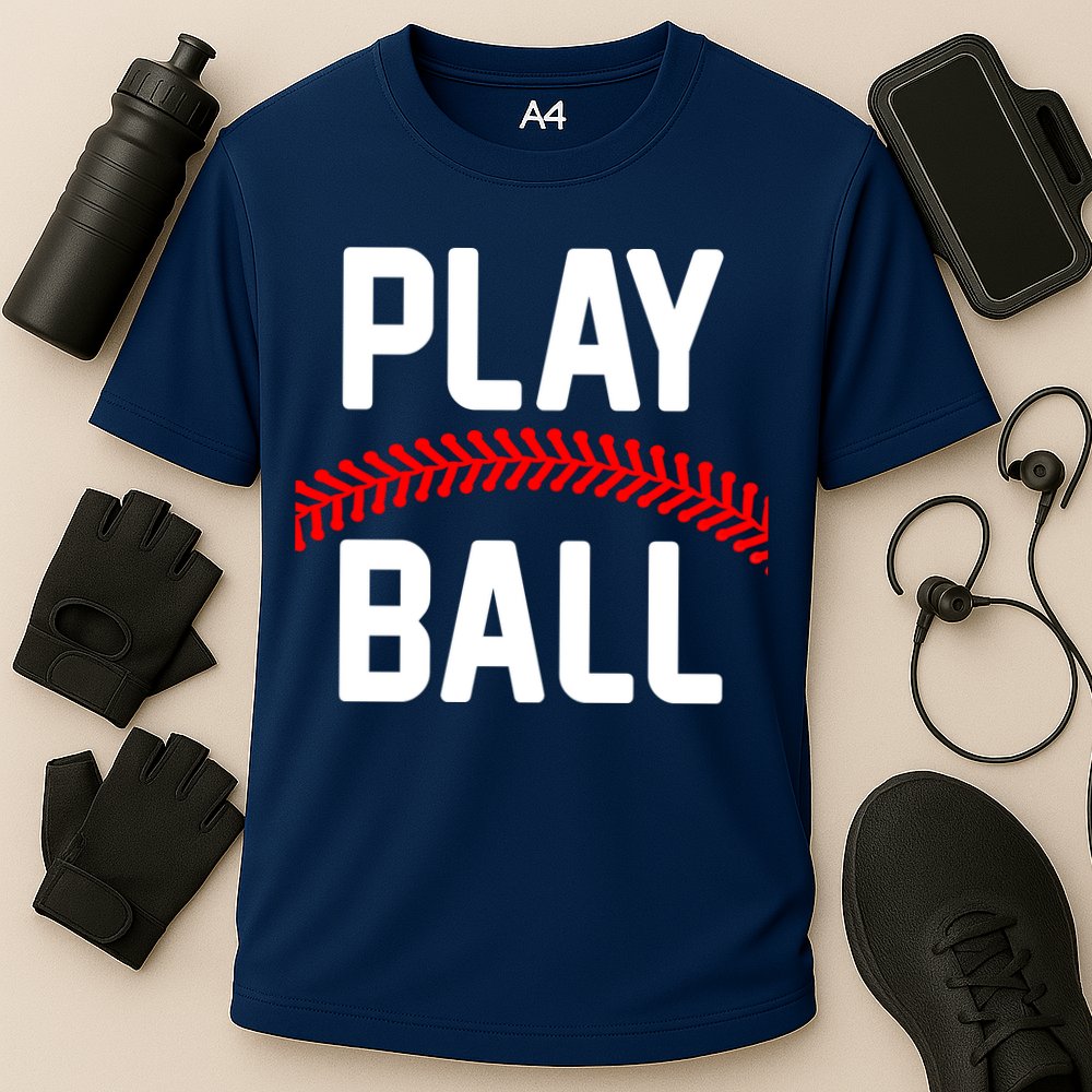 Play Ball Baseball and Softball Players Cooling Performance Crew T-Shirt