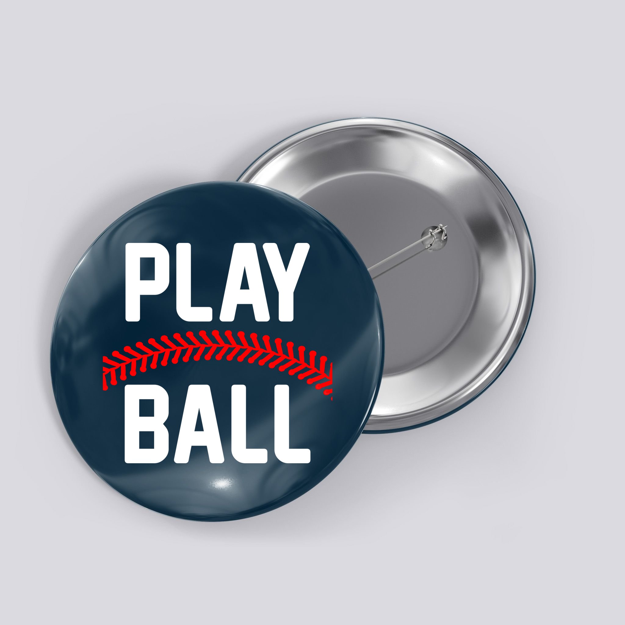 Play Ball Baseball and Softball Players Button