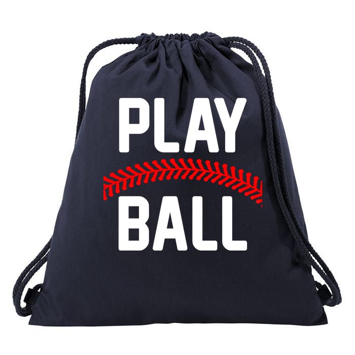 Play Ball Baseball and Softball Players Drawstring Bag