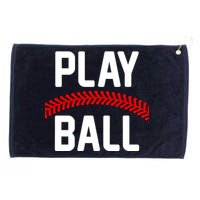 Play Ball Baseball and Softball Players Grommeted Golf Towel