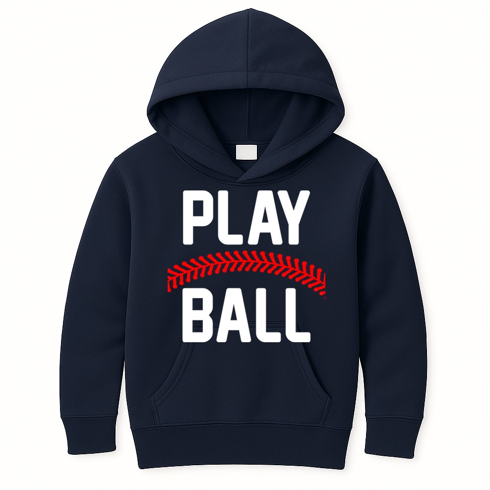 Play Ball Baseball and Softball Players Kids Hoodie