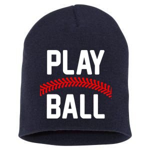 Play Ball Baseball and Softball Players Short Acrylic Beanie