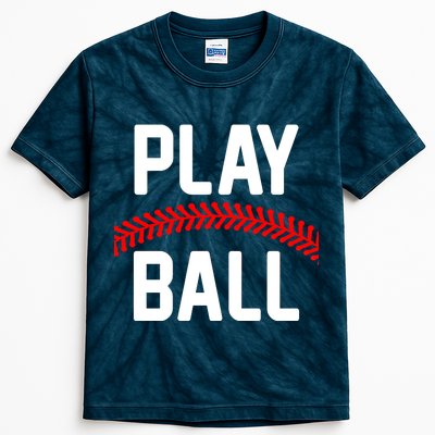 Play Ball Baseball and Softball Players Kids Tie-Dye T-Shirt