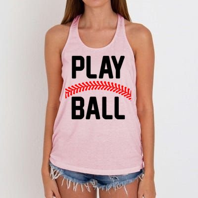 Play Ball Baseball and Softball Players Women's Knotted Racerback Tank