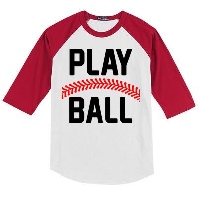 Play Ball Baseball and Softball Players Kids Colorblock Raglan Jersey