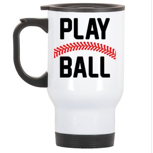 Play Ball Baseball and Softball Players Stainless Steel Travel Mug