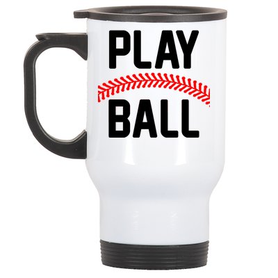 Play Ball Baseball and Softball Players Stainless Steel Travel Mug