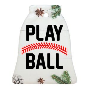 Play Ball Baseball and Softball Players Ceramic Bell Ornament