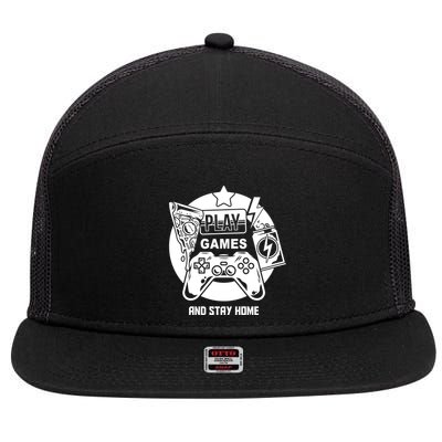 Play Games And Stay Home 7 Panel Mesh Trucker Snapback Hat