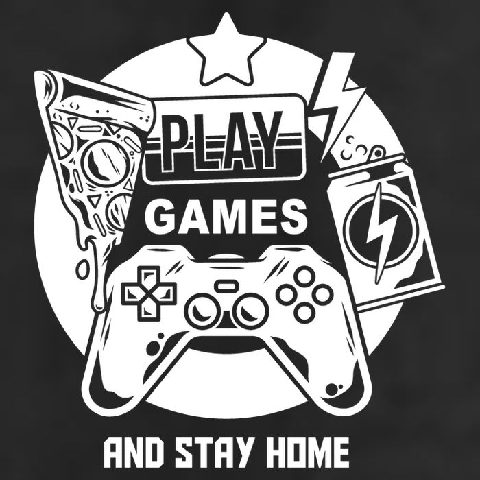 Play Games And Stay Home 7 Panel Mesh Trucker Snapback Hat