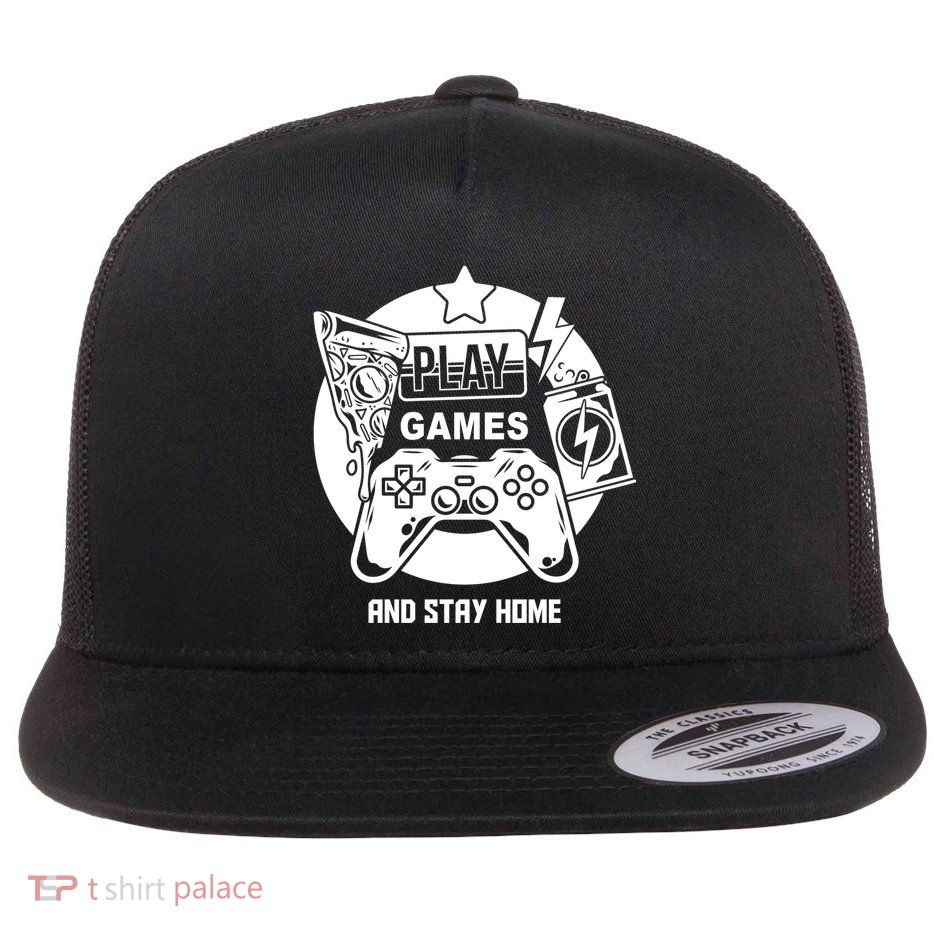 Play Games And Stay Home Flatbill Hat
