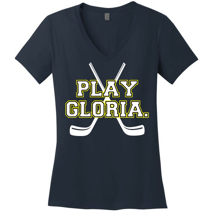 Play Gloria Hockey Women's V-Neck T-Shirt