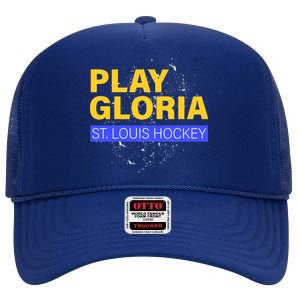 Play Gloria St. Louis Hockey High Crown Mesh Back Trucker Hat