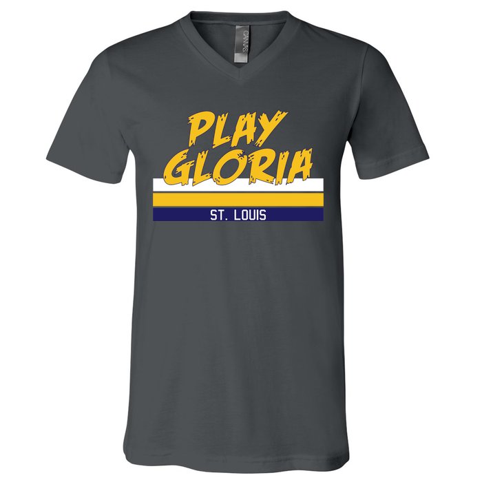 Play Gloria St. Louis Hockey Stripes V-Neck T-Shirt