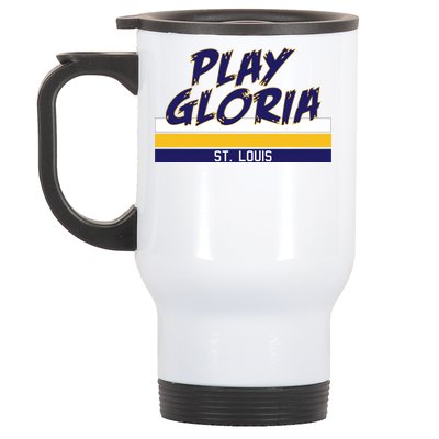 Play Gloria St. Louis Hockey Stripes Stainless Steel Travel Mug