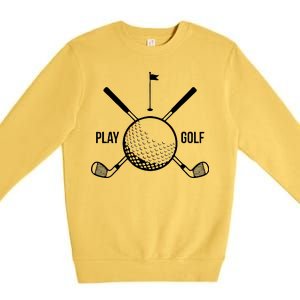 Play Golf Golfball Clubs Crossbones Premium Crewneck Sweatshirt