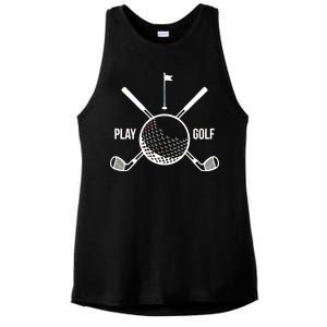 Play Golf Golfball Clubs Crossbones Ladies PosiCharge Tri-Blend Wicking Tank