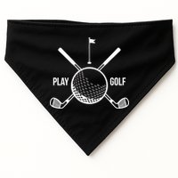 Play Golf Golfball Clubs Crossbones USA-Made Doggie Bandana