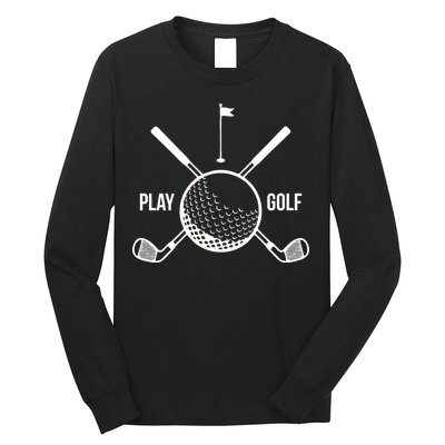 Play Golf Golfball Clubs Crossbones Long Sleeve Shirt