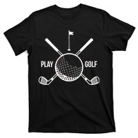 Play Golf Golfball Clubs Crossbones T-Shirt