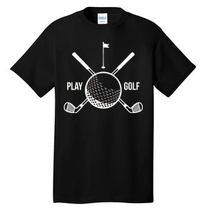 Play Golf Golfball Clubs Crossbones Tall T-Shirt