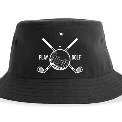 Play Golf Golfball Clubs Crossbones Sustainable Bucket Hat
