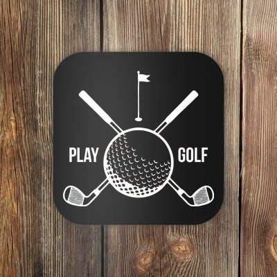 Play Golf Golfball Clubs Crossbones Coaster