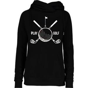 Play Golf Golfball Clubs Crossbones Womens Funnel Neck Pullover Hood