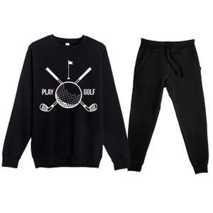 Play Golf Golfball Clubs Crossbones Premium Crewneck Sweatsuit Set