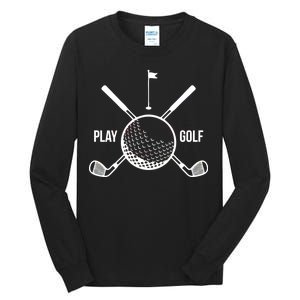 Play Golf Golfball Clubs Crossbones Tall Long Sleeve T-Shirt