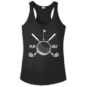 Play Golf Golfball Clubs Crossbones Ladies PosiCharge Competitor Racerback Tank