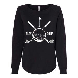 Play Golf Golfball Clubs Crossbones Womens California Wash Sweatshirt