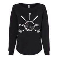 Play Golf Golfball Clubs Crossbones Womens California Wash Sweatshirt