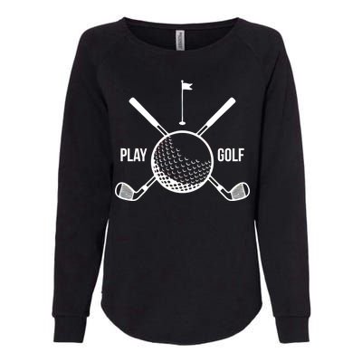 Play Golf Golfball Clubs Crossbones Womens California Wash Sweatshirt